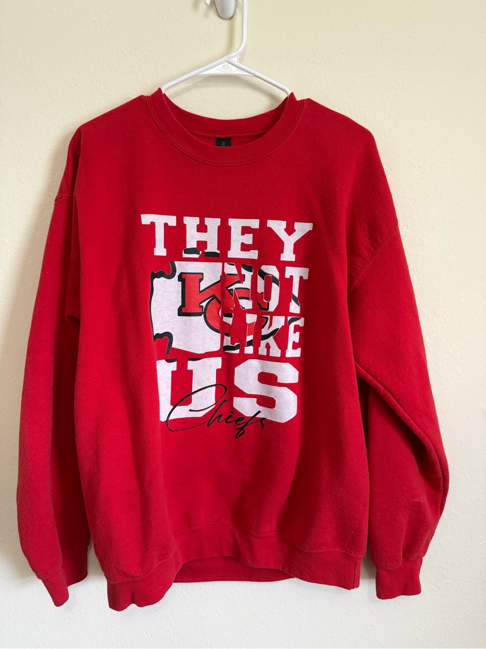Red 'They Not Like Us' Chiefs Graphic Crewneck Football Sweatshirt